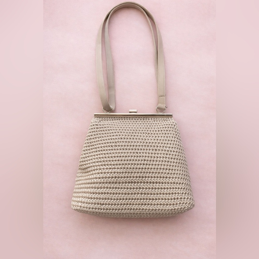 Vintage Crochet Bag | Adjustable Strap | Metal Frame